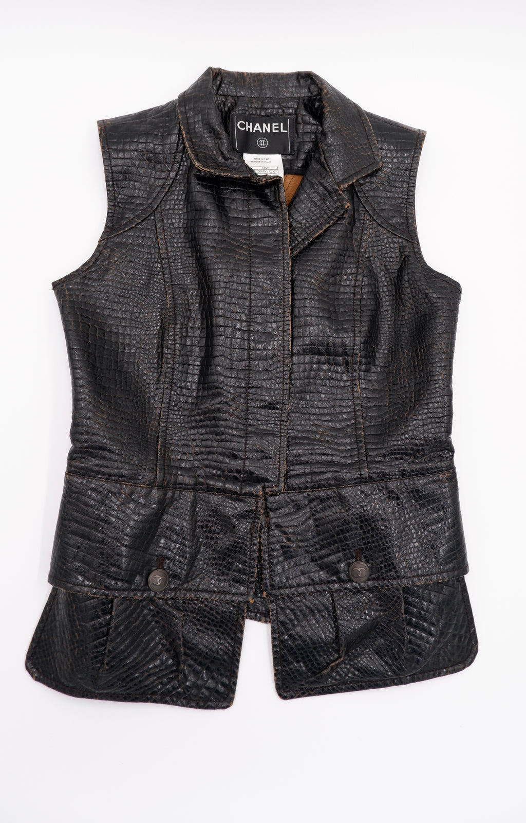 Chanel Deep Brown Croc-Effect Runway Gilet — F/W 2003