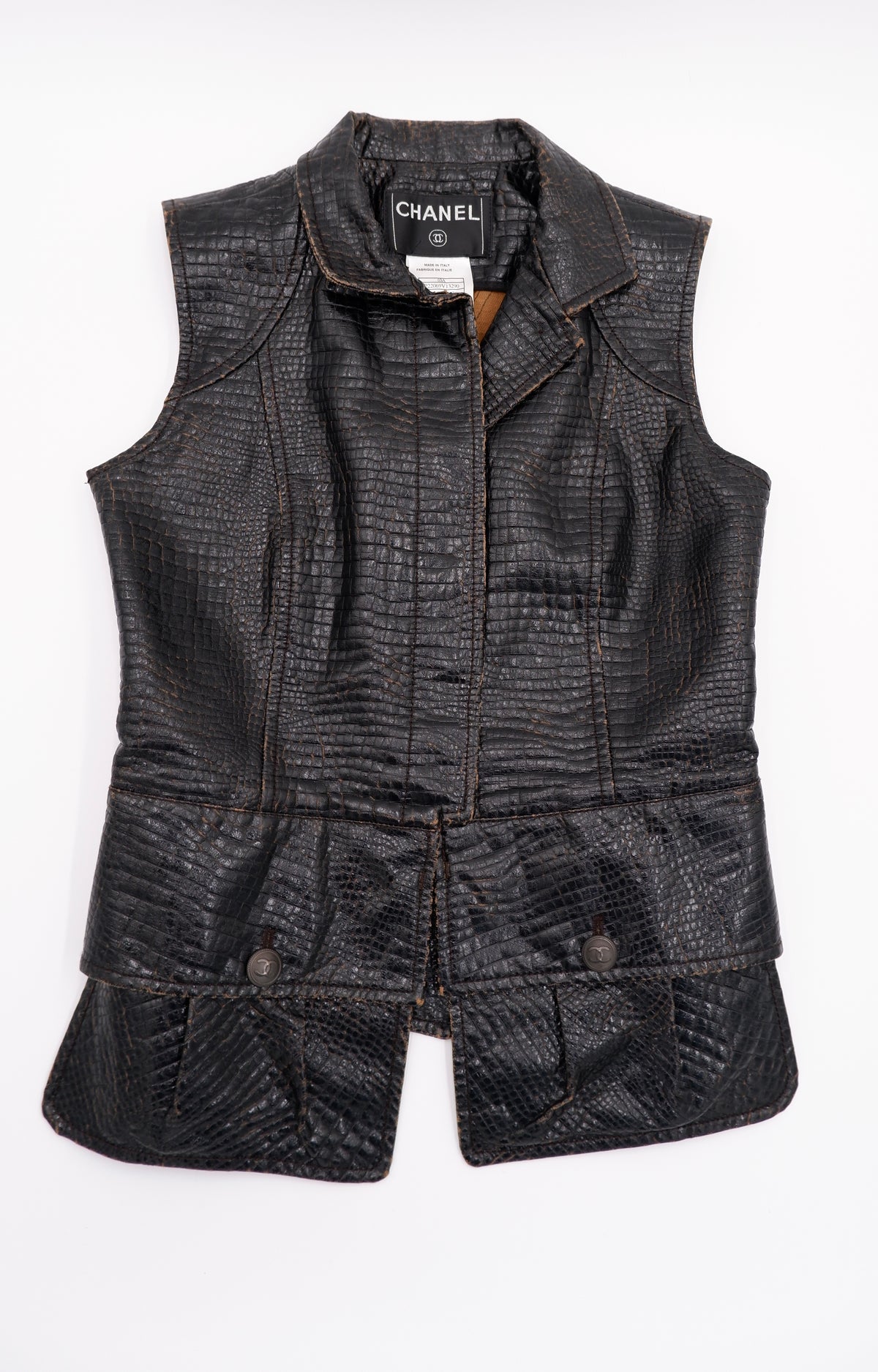 Chanel Deep Brown Croc-Effect Runway Gilet — F/W 2003