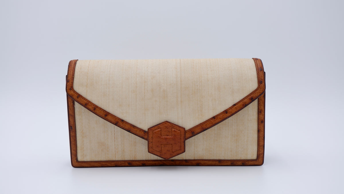 Hermès Ostrich & Crinoline Hexagon Clutch — 1978