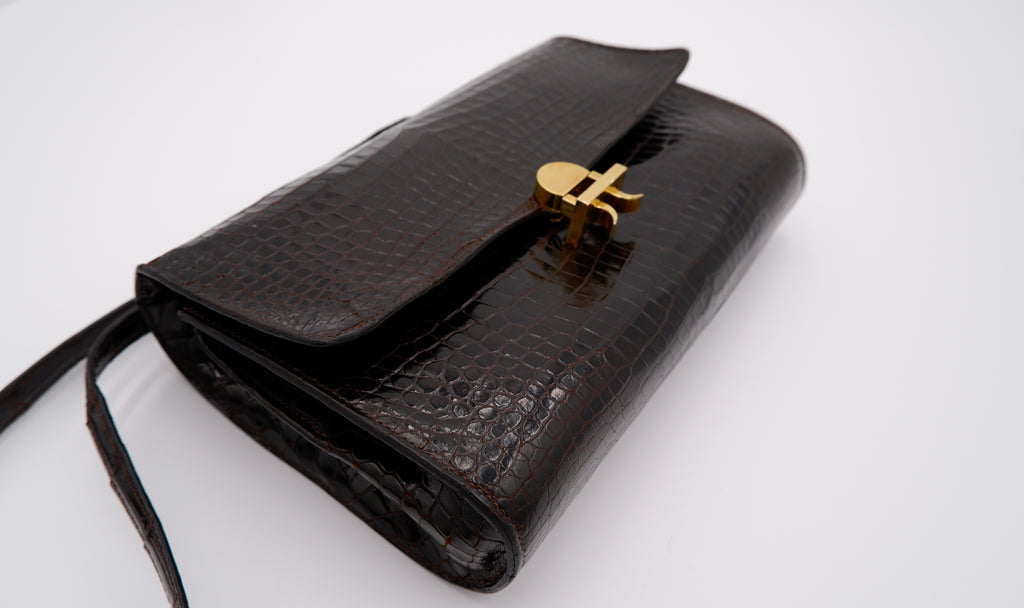 Hermès Gachette Marron Foncé Crocodile — 1962