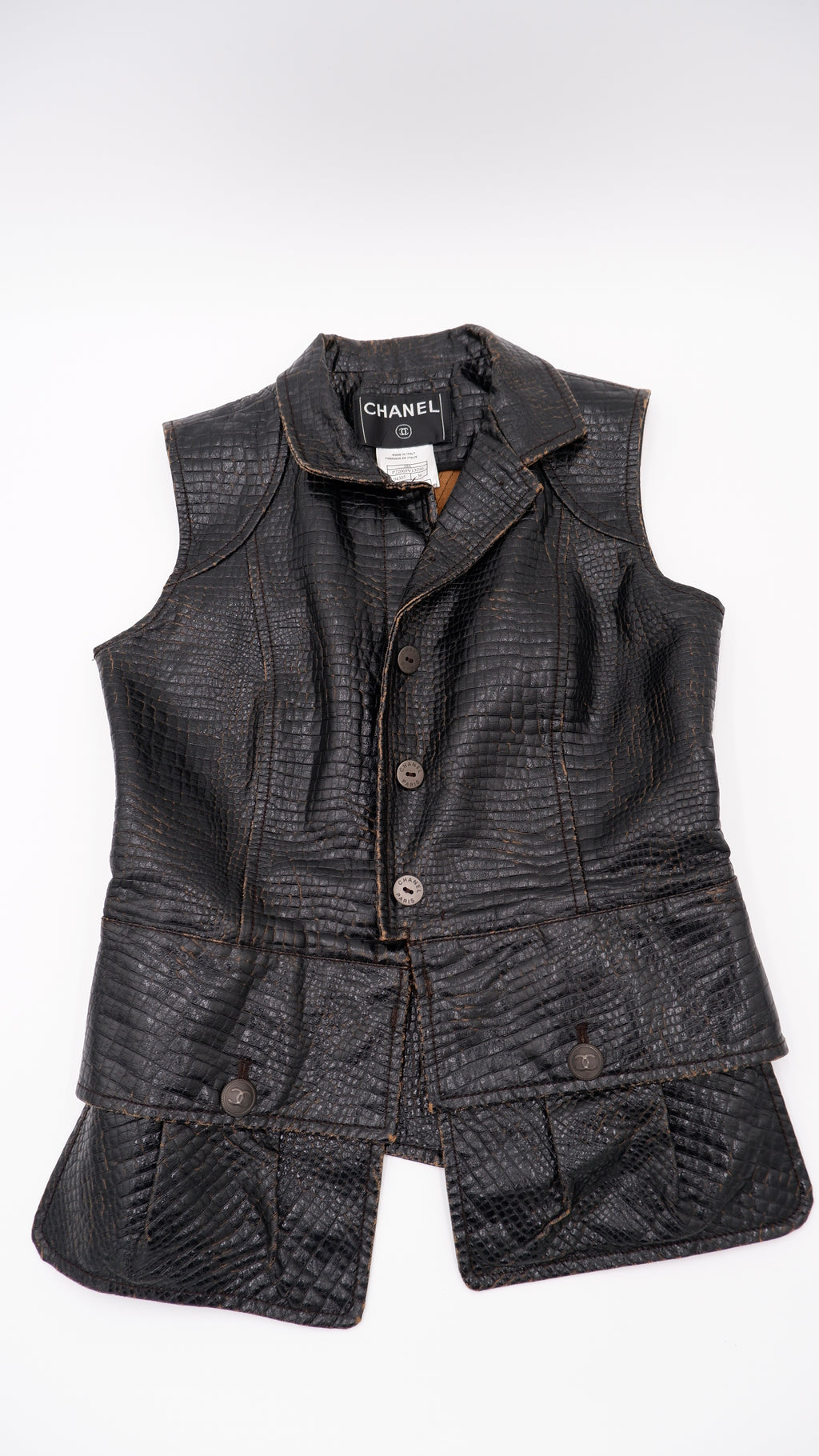 Chanel Deep Brown Croc-Effect Runway Gilet — F/W 2003