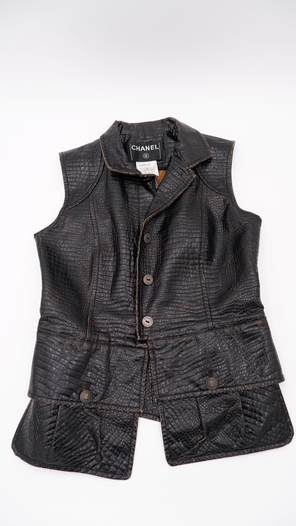 Chanel Deep Brown Croc-Effect Runway Gilet — F/W 2003