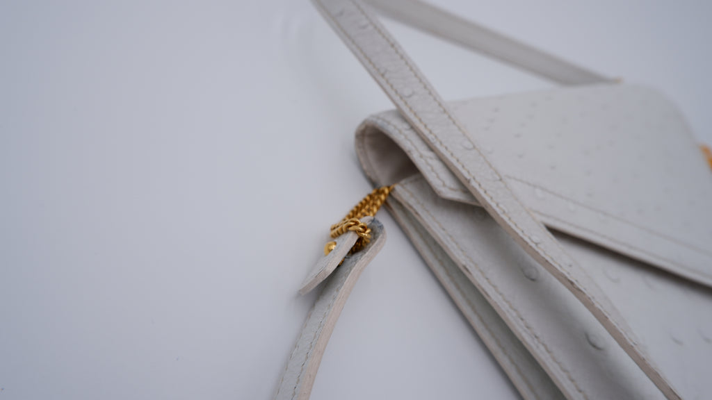 Hermès Off White Ostrich Lydie — 1986
