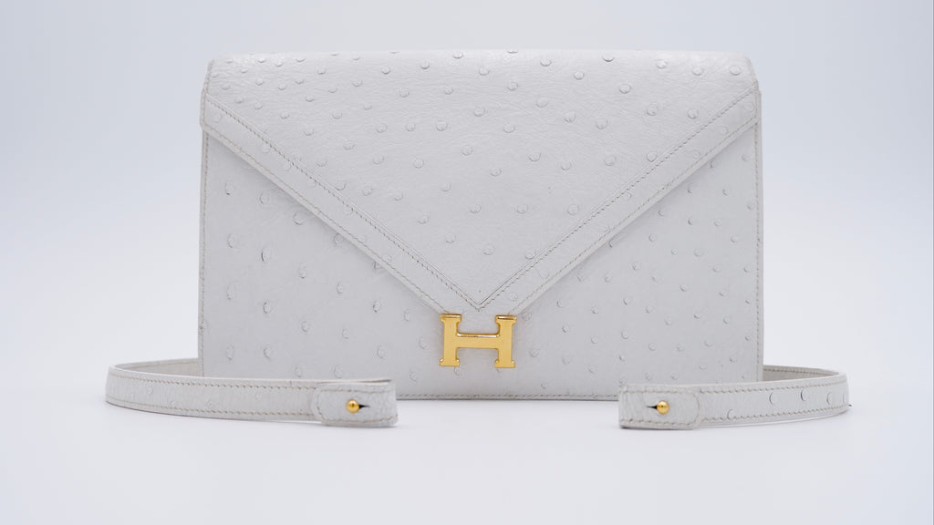 Hermès Off White Ostrich Lydie — 1986