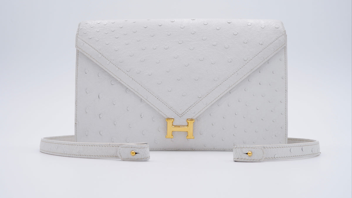 Hermès Off White Ostrich Lydie — 1986