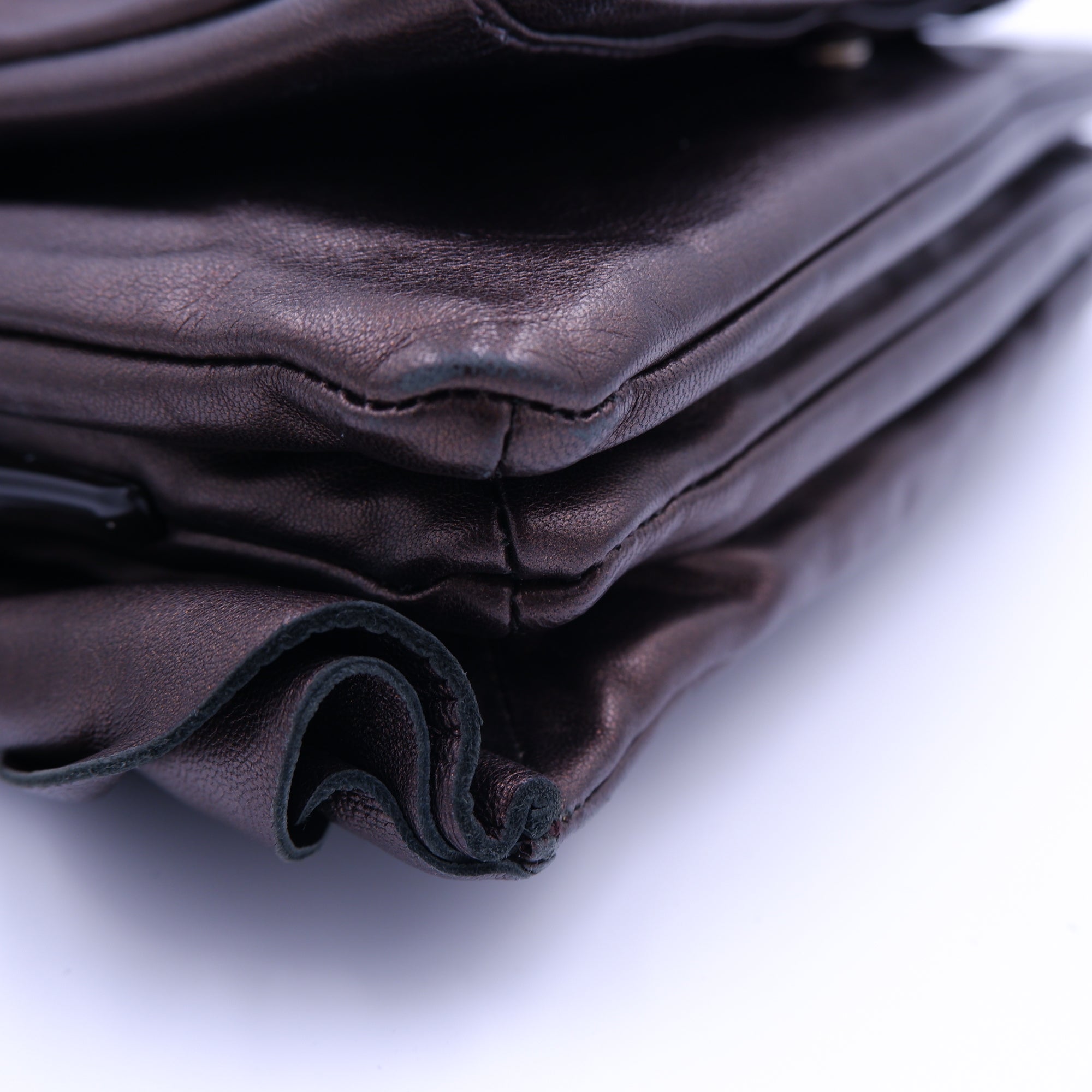 Prada Metallic Brown Nappa Ruffle Bag — 2008
