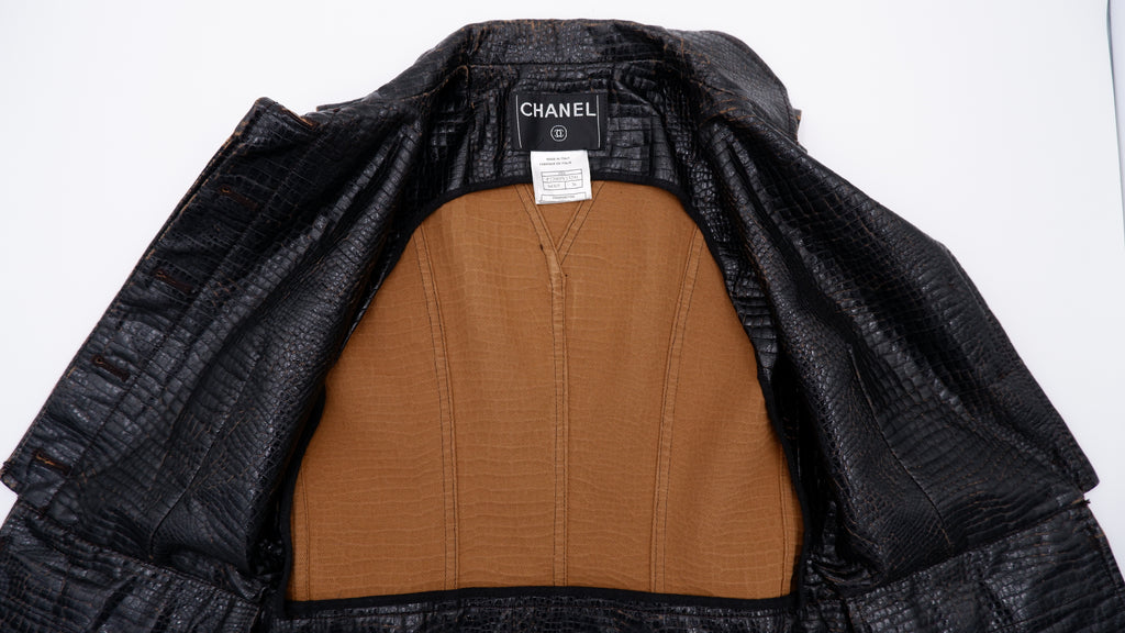 Chanel Deep Brown Croc-Effect Runway Gilet — F/W 2003