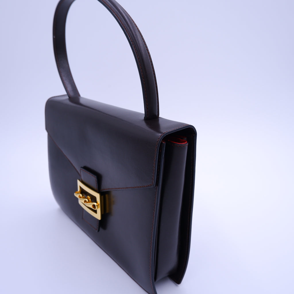 Celine Dark Chocolate Brown Equestrian Buckle Bag — 1970s–1980s