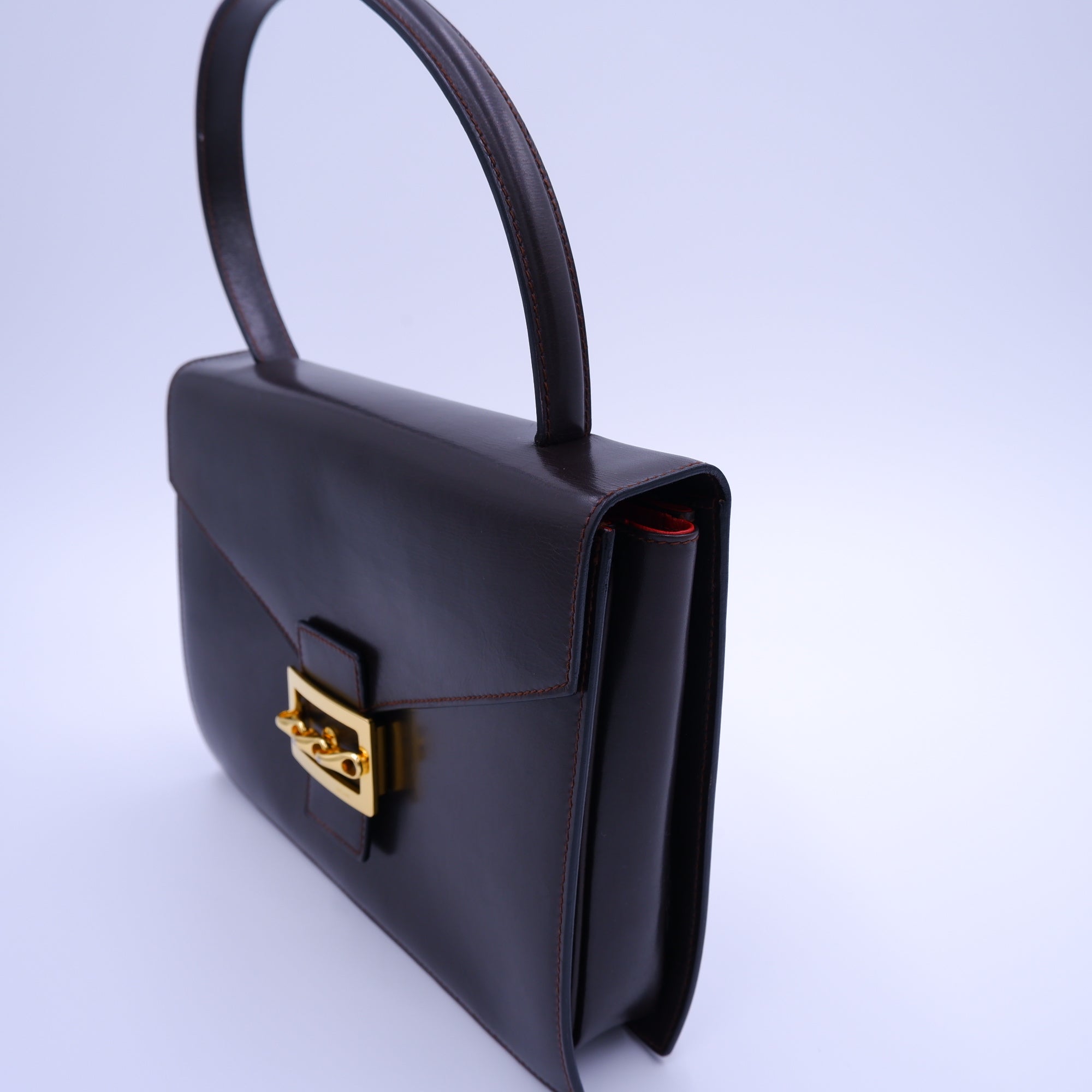 Celine Dark Chocolate Brown Equestrian Buckle Bag — 1970s–1980s