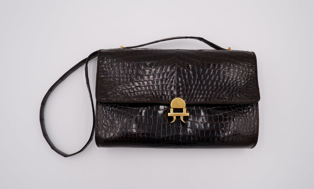 Hermès Gachette Marron Foncé Crocodile — 1962