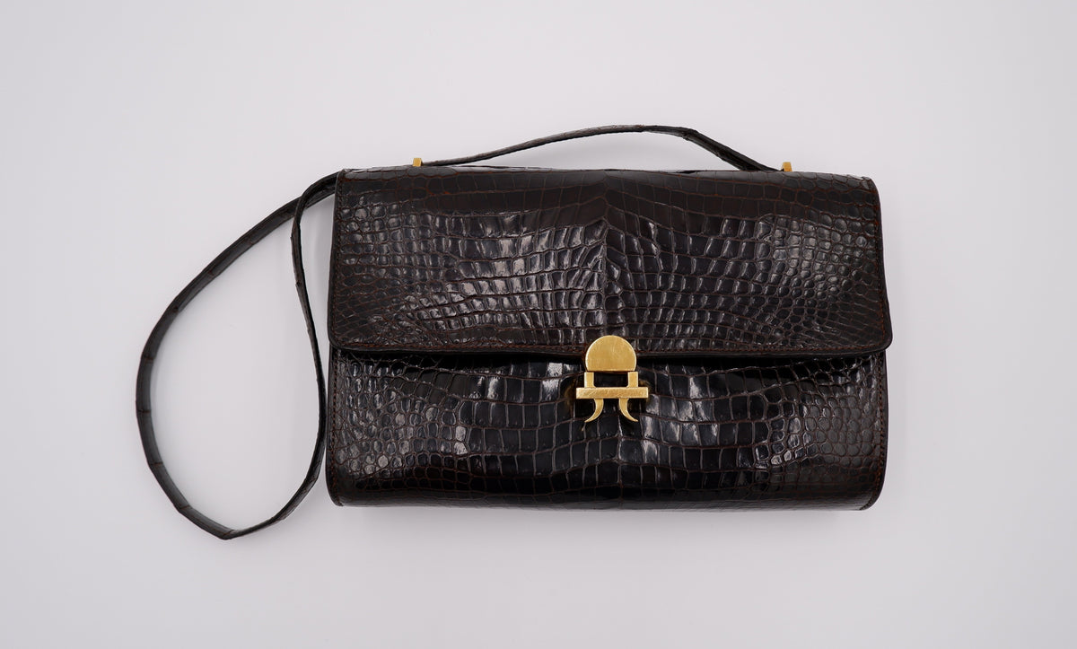Hermès Gachette Marron Foncé Crocodile — 1962
