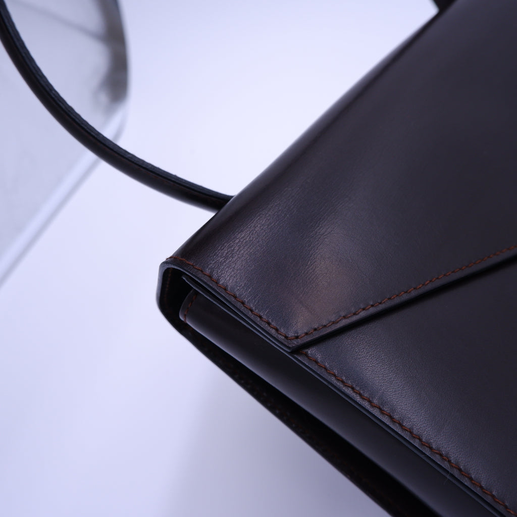 Celine Dark Chocolate Brown Equestrian Buckle Bag — 1970s–1980s
