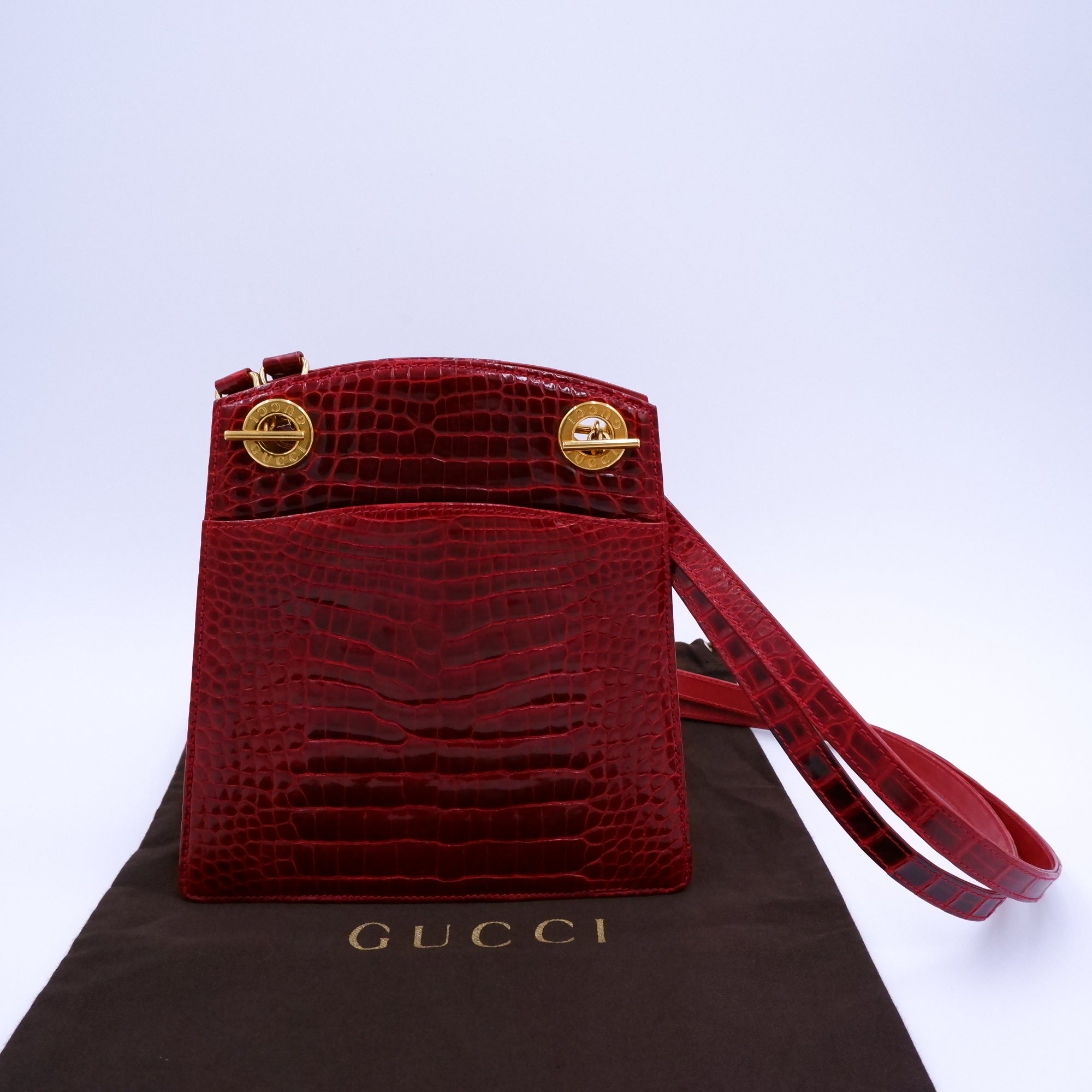 Gucci Burgundy Alligator Crossbody — 80's