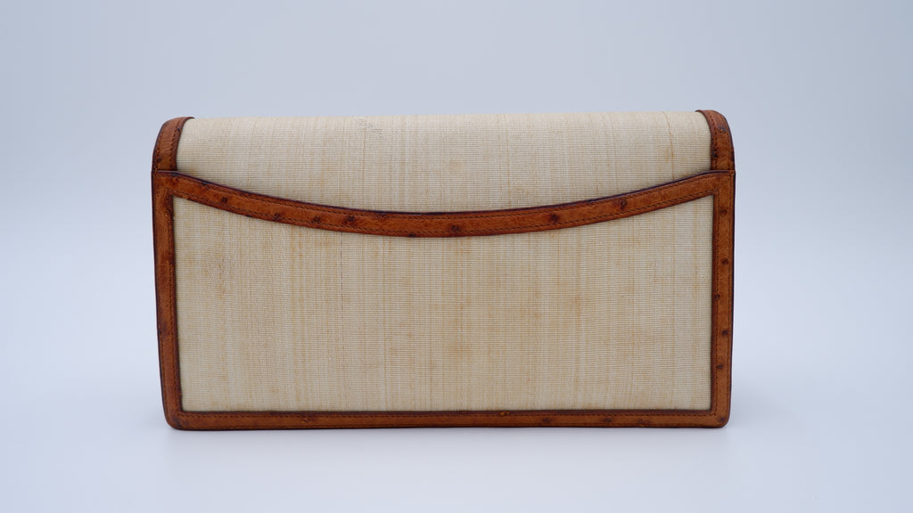 Hermès Ostrich & Crinoline Hexagon Clutch — 1978