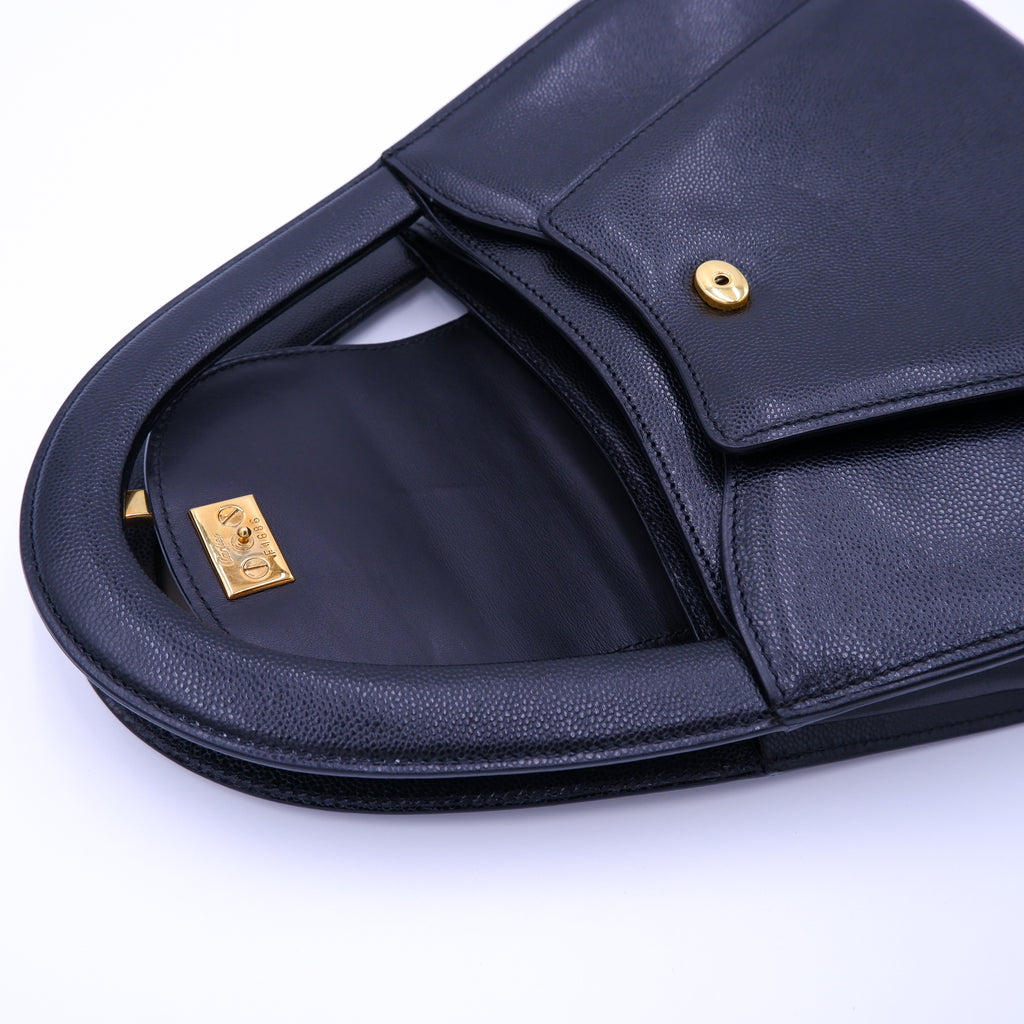 Vintage CARTIER Panthere Black Caviar Top Handle — 1995