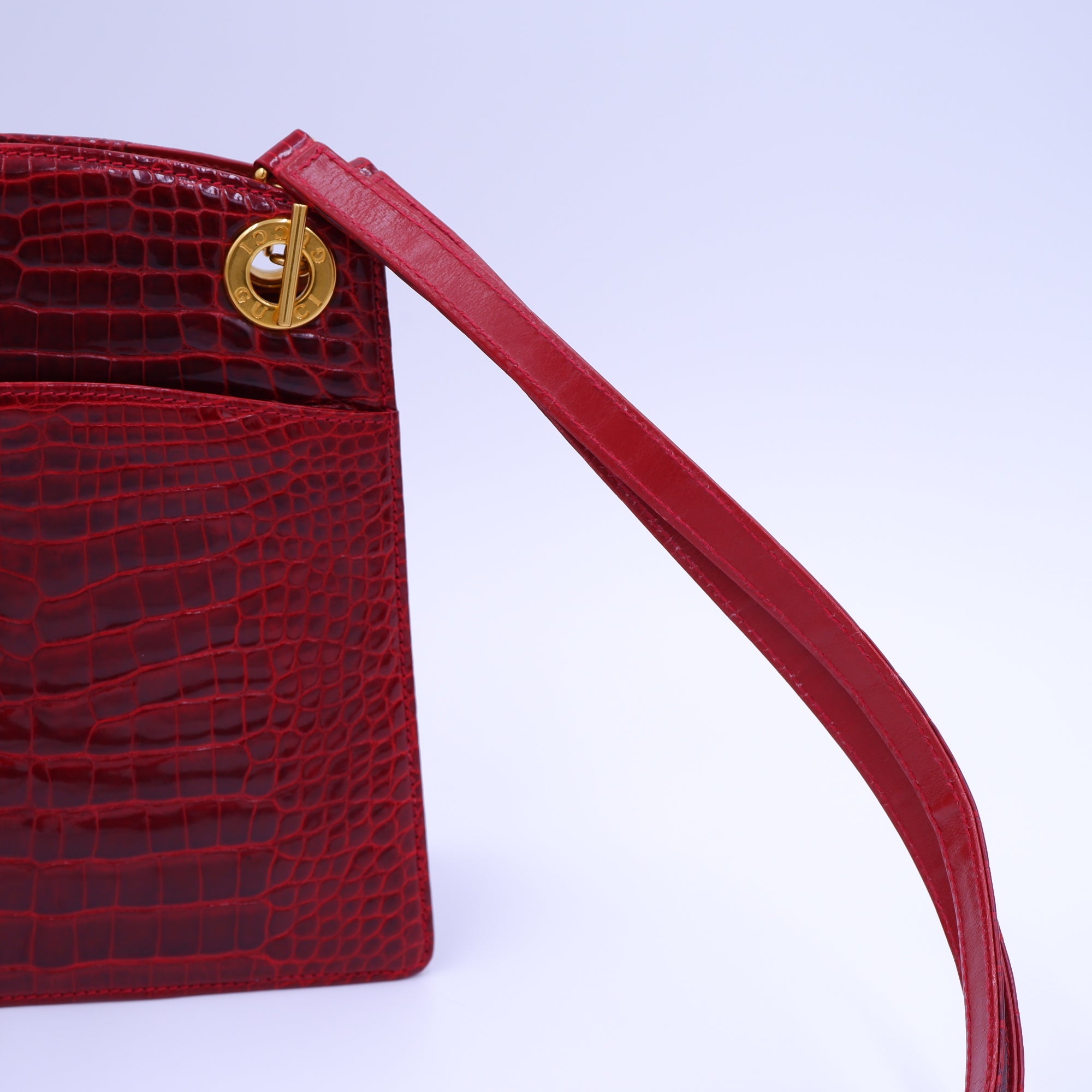 Gucci Burgundy Alligator Crossbody — 80's