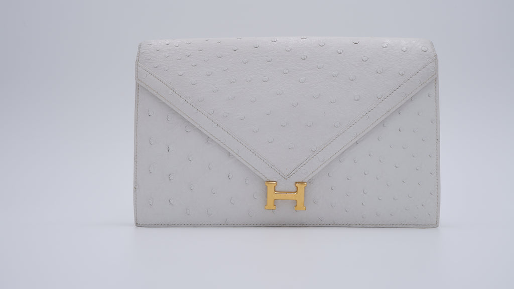 Hermès Off White Ostrich Lydie — 1986