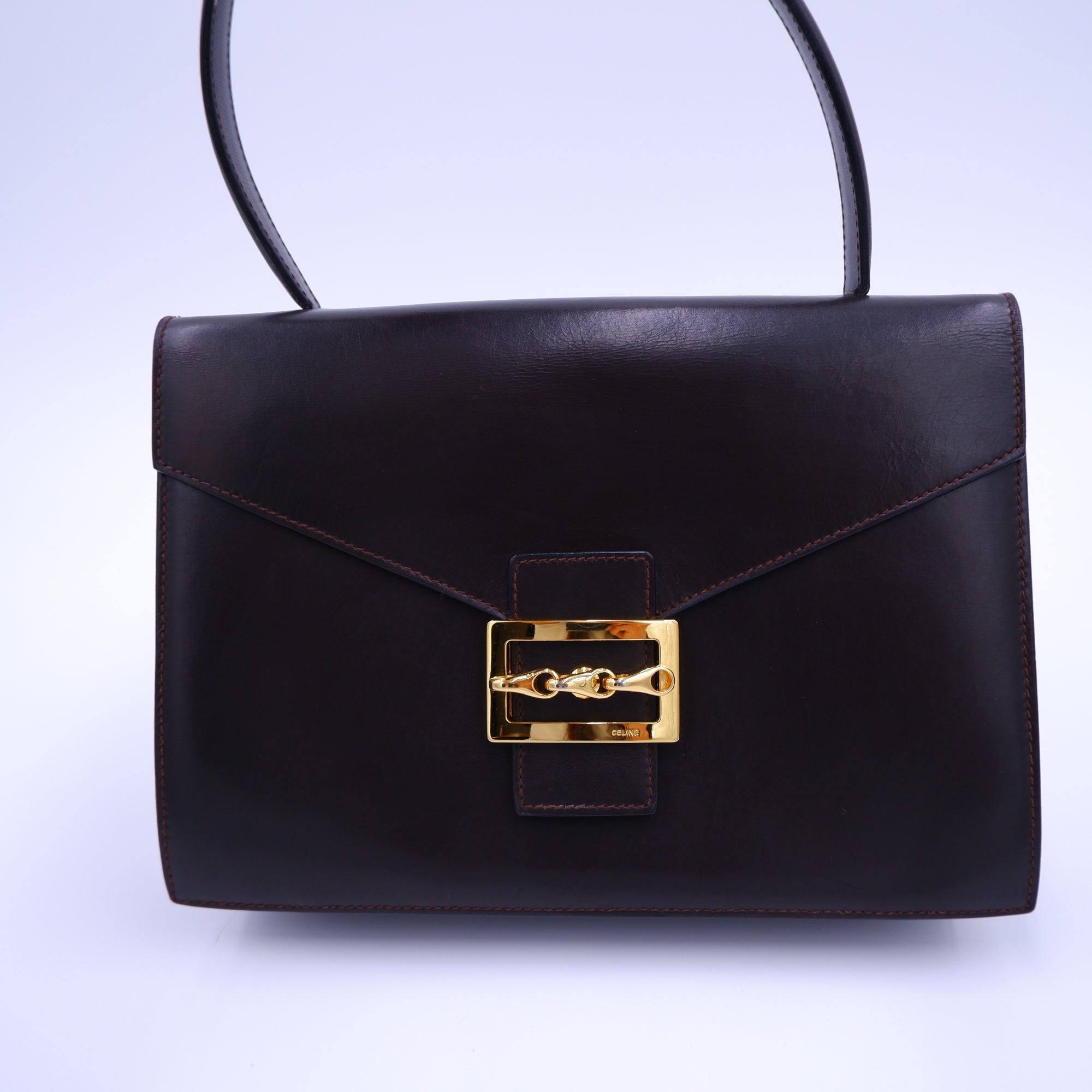 Celine Dark Chocolate Brown Equestrian Buckle Bag — 1970s–1980s