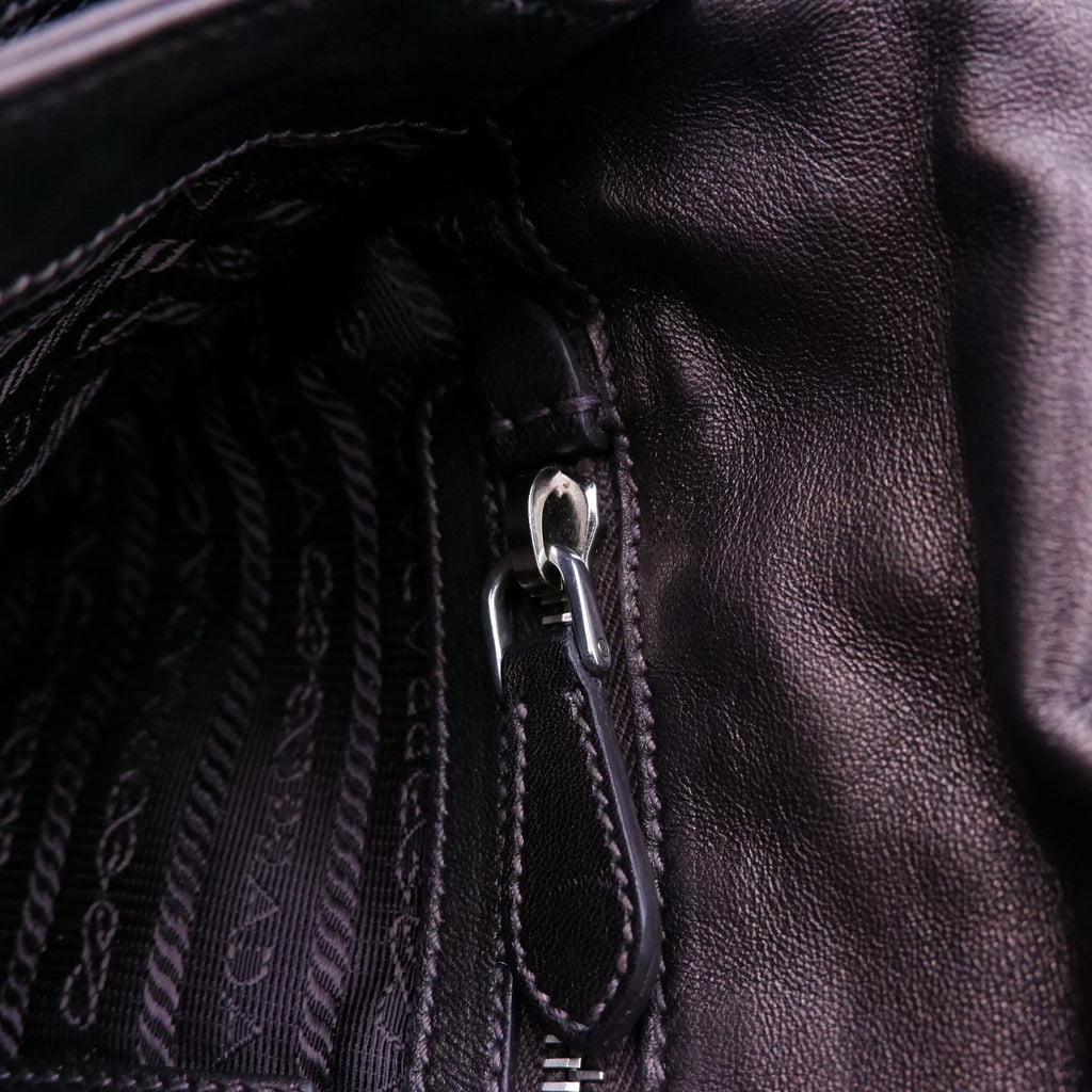 Prada Metallic Brown Nappa Ruffle Bag — 2008