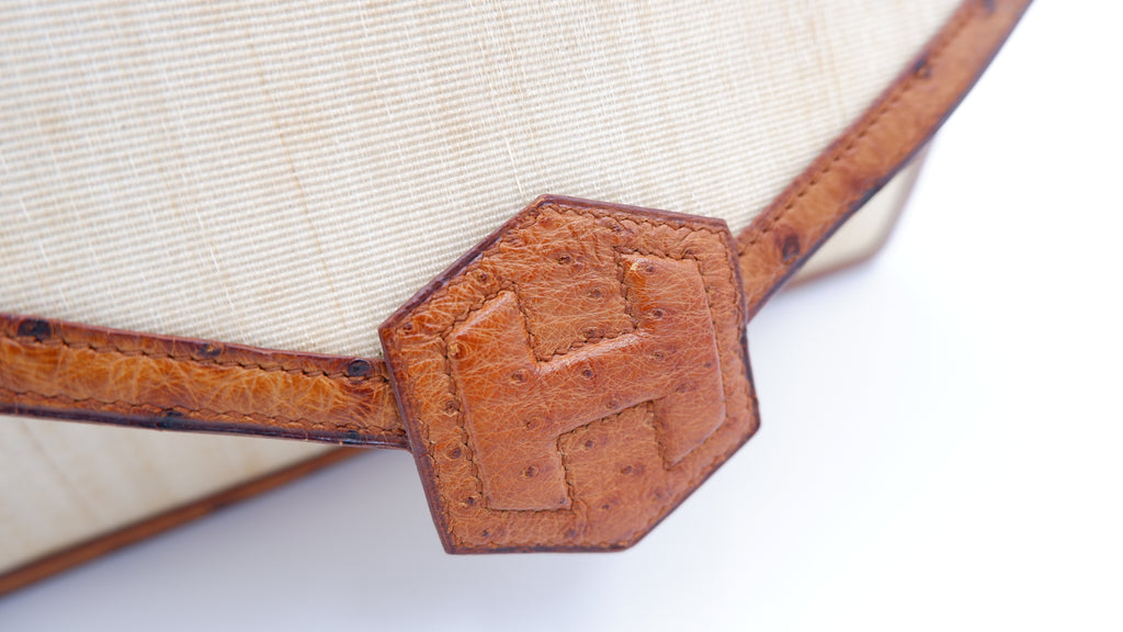 Hermès Ostrich & Crinoline Hexagon Clutch — 1978