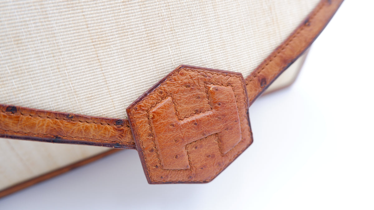 Hermès Ostrich & Crinoline Hexagon Clutch — 1978