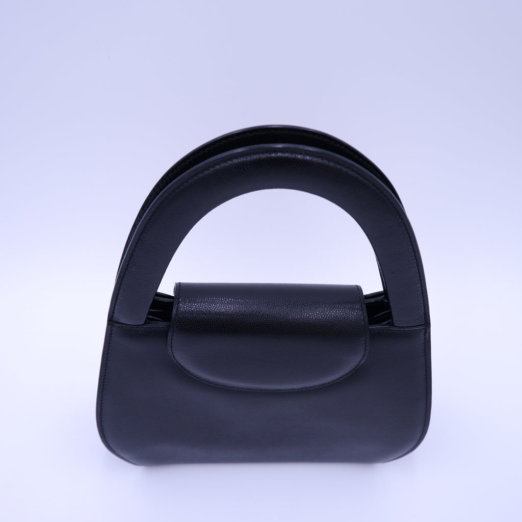 Vintage CARTIER Panthere Black Caviar Top Handle — 1995