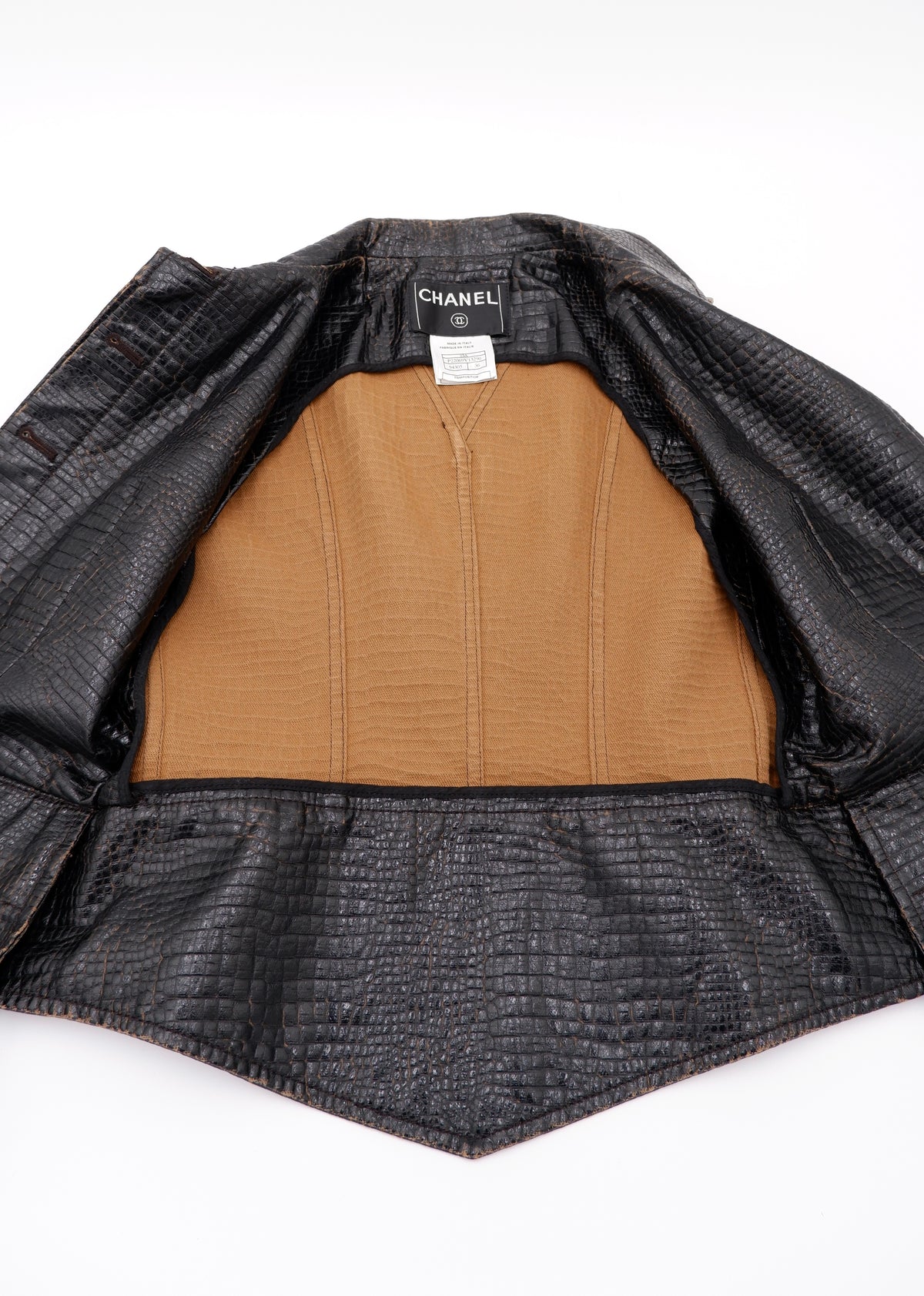 Chanel Deep Brown Croc-Effect Runway Gilet — F/W 2003