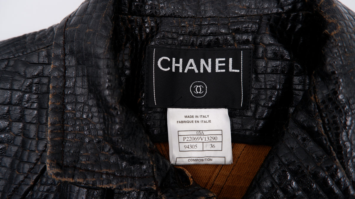 Chanel Deep Brown Croc-Effect Runway Gilet — F/W 2003