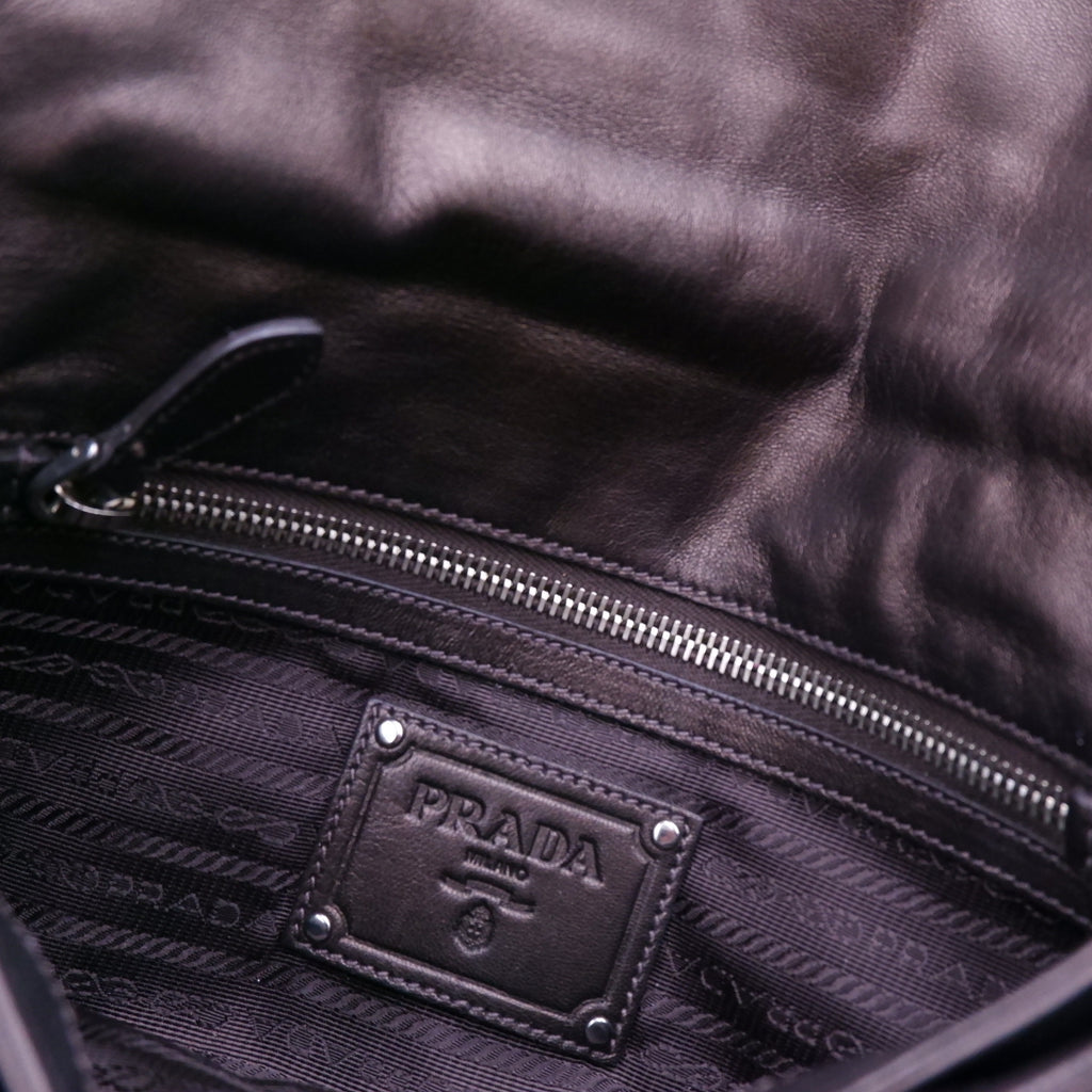 Prada Metallic Brown Nappa Ruffle Bag — 2008
