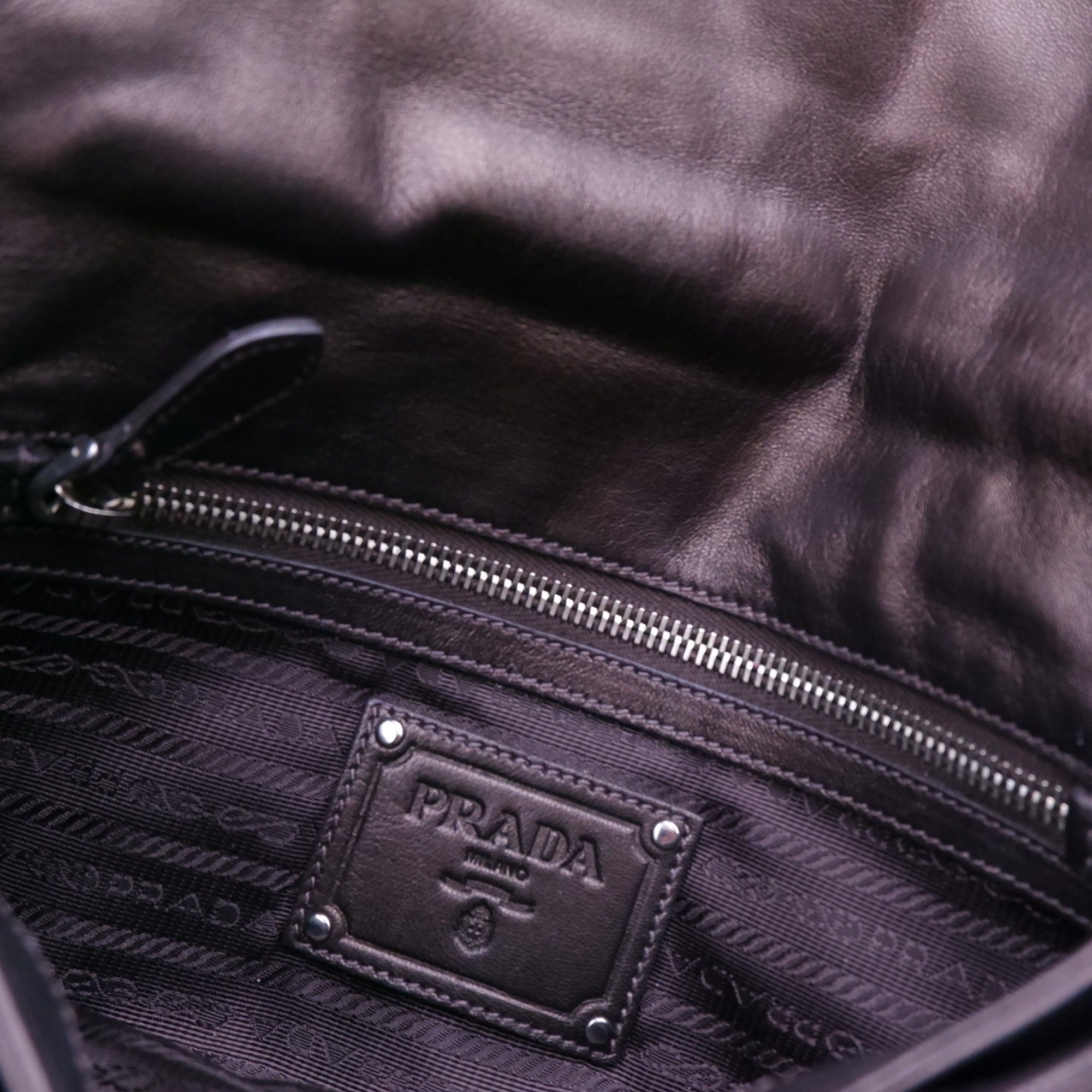 Prada Metallic Brown Nappa Ruffle Bag — 2008