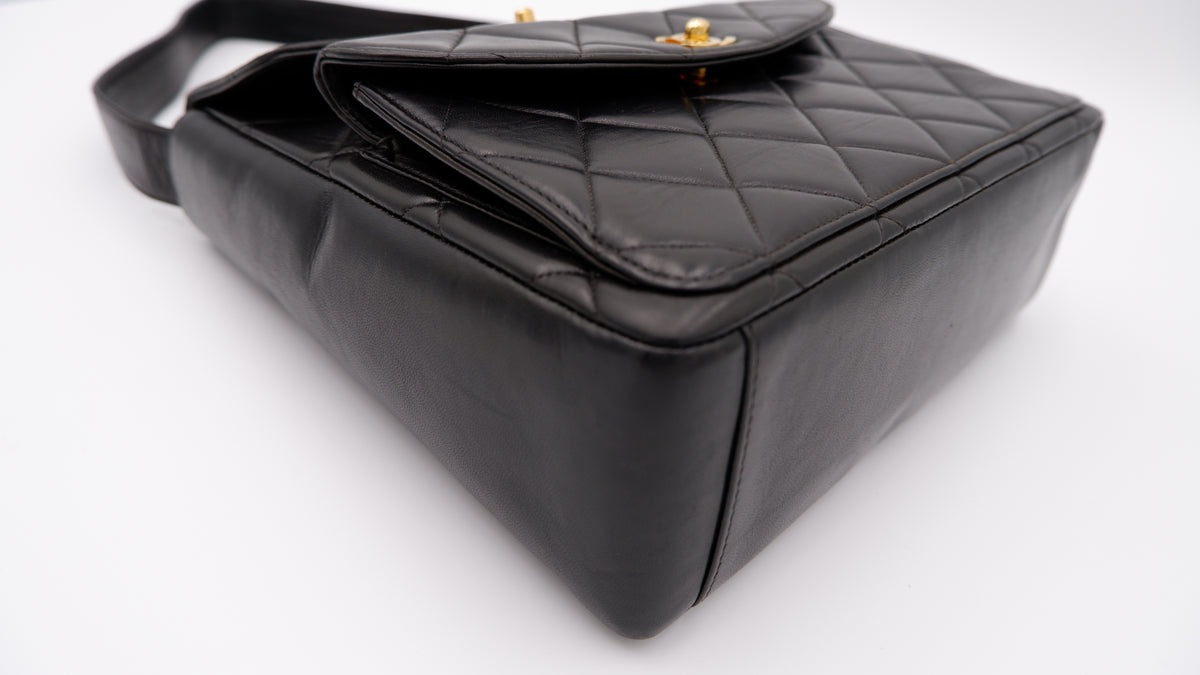 Chanel Black Lambskin Double CC Turnlock Shoulder Bag — 1996-1997