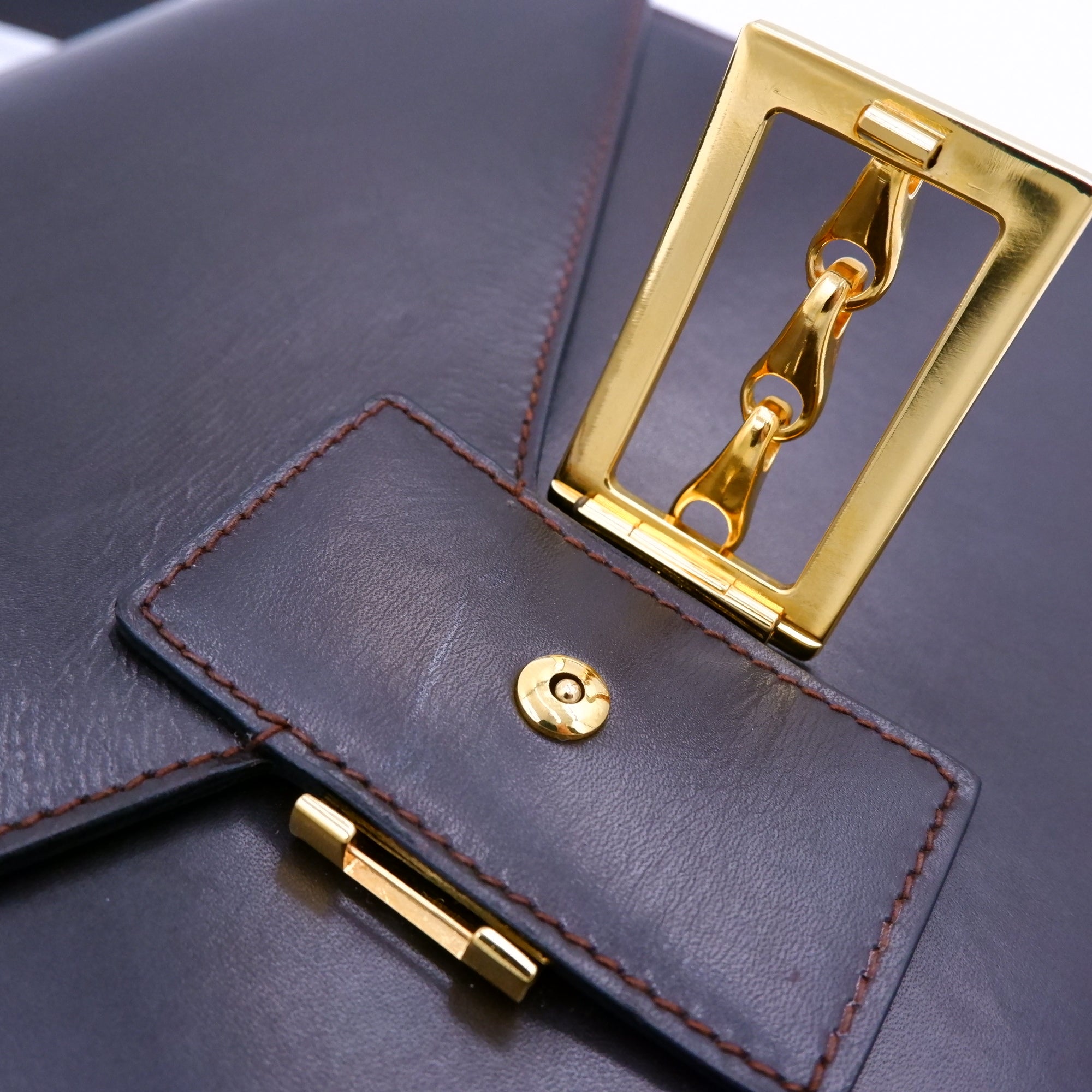 Celine Dark Chocolate Brown Equestrian Buckle Bag — 1970s–1980s
