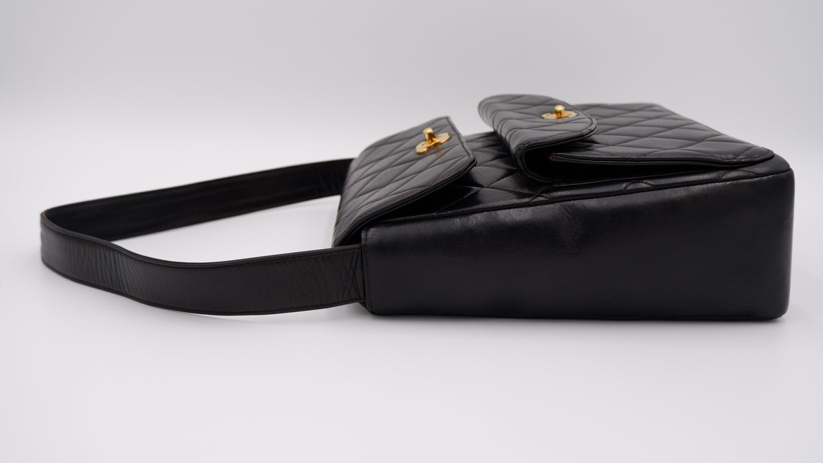 Chanel Black Lambskin Double CC Turnlock Shoulder Bag — 1996-1997