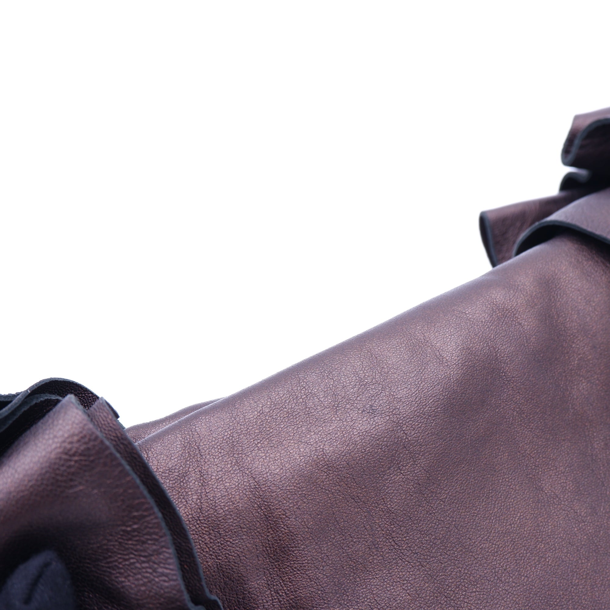 Prada Metallic Brown Nappa Ruffle Bag — 2008