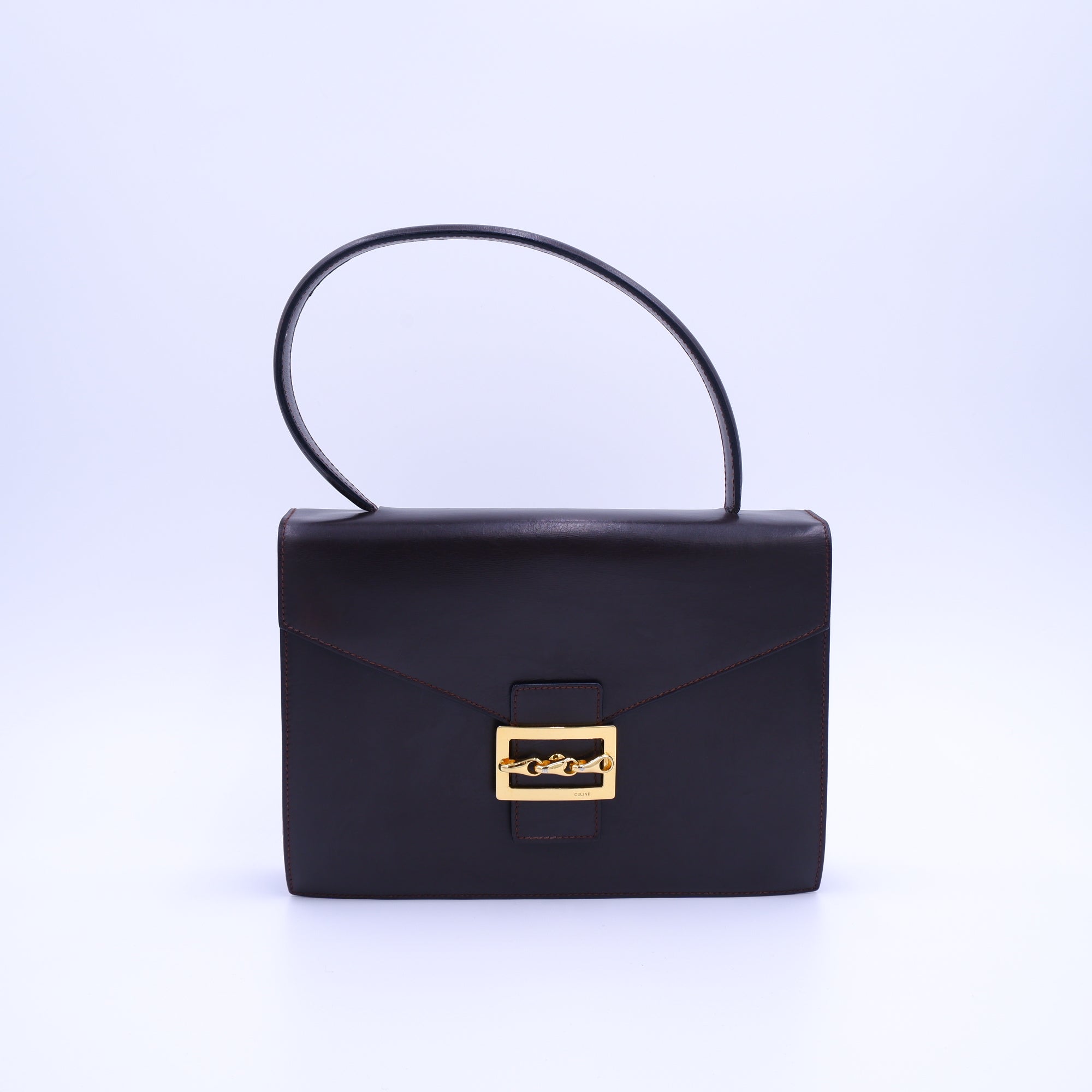 Celine Dark Chocolate Brown Equestrian Buckle Bag — 1970s–1980s
