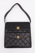 Chanel Black Lambskin Double CC Turnlock Shoulder Bag — 1996-1997