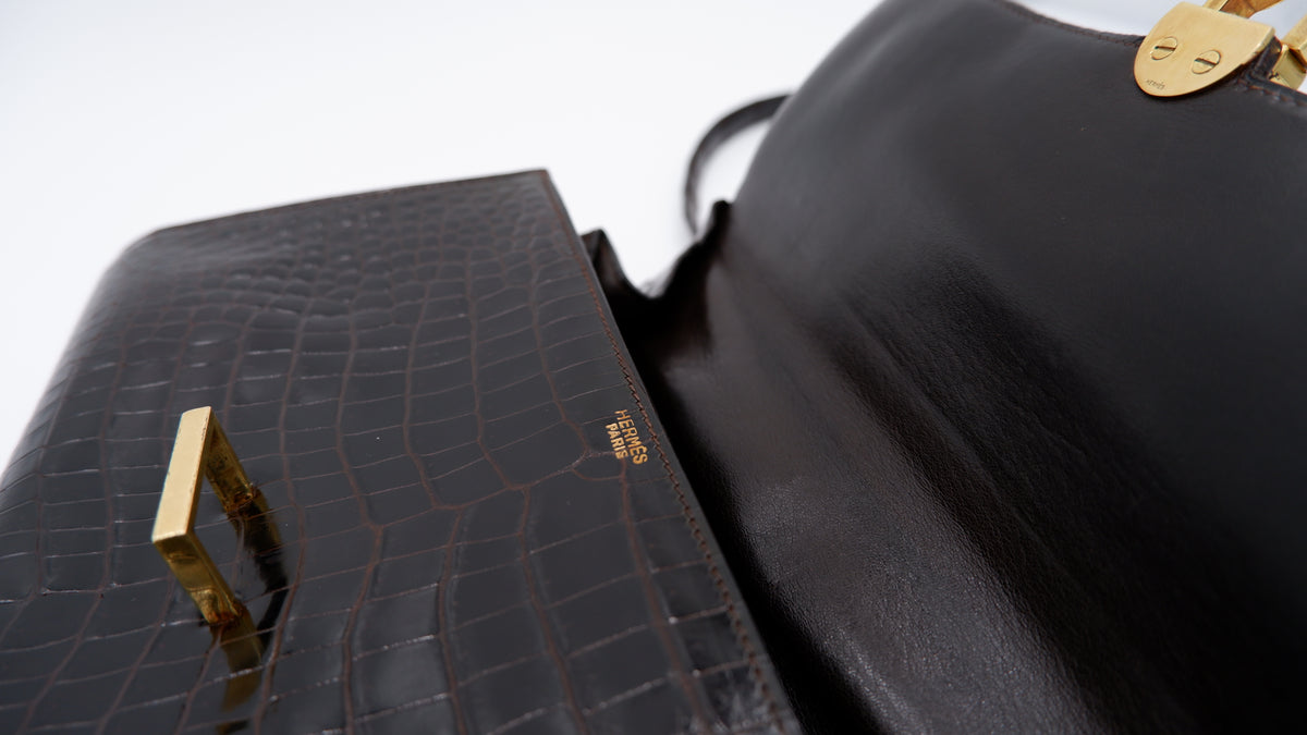 Hermès Gachette Marron Foncé Crocodile — 1962