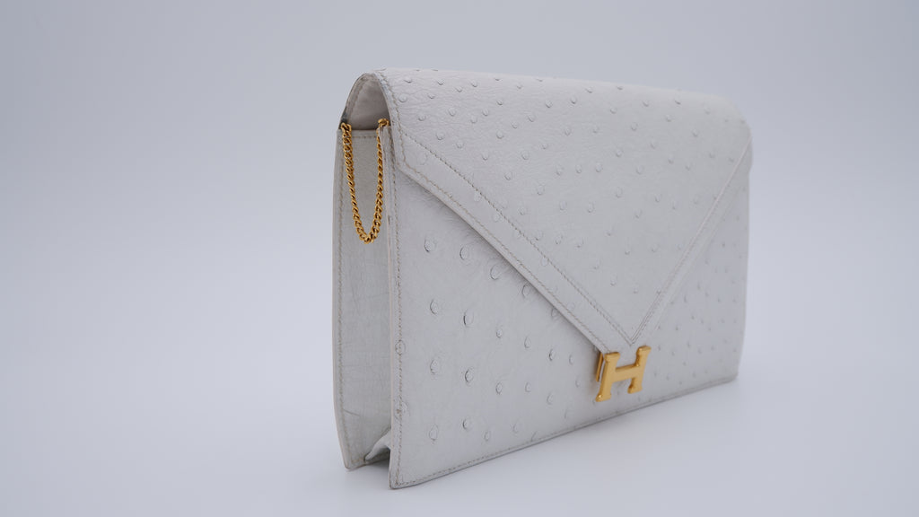 Hermès Off White Ostrich Lydie — 1986