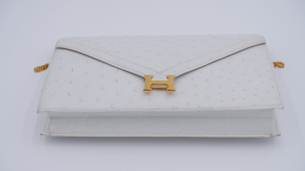 Hermès Off White Ostrich Lydie — 1986