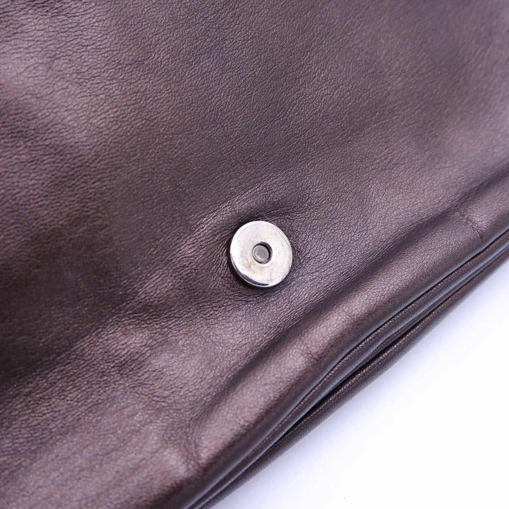 Prada Metallic Brown Nappa Ruffle Bag — 2008