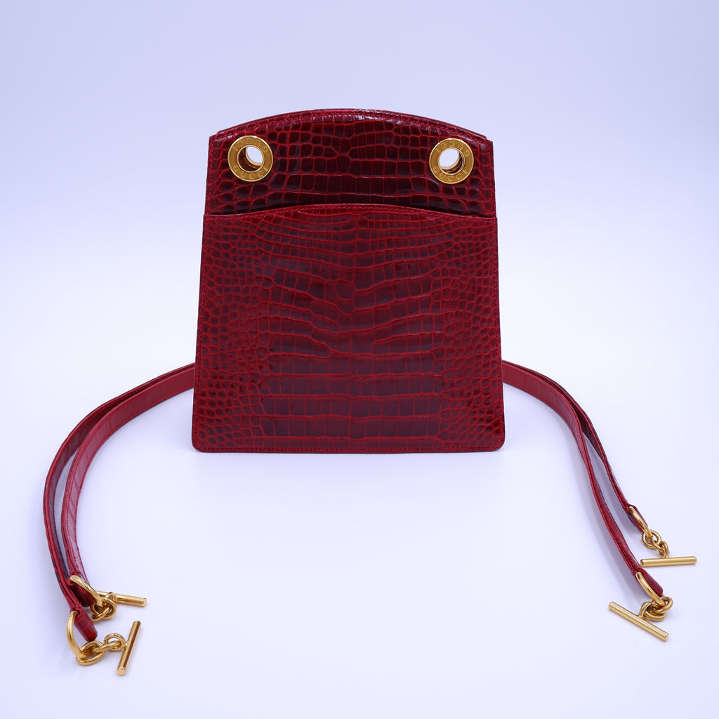Gucci Burgundy Alligator Crossbody — 80's