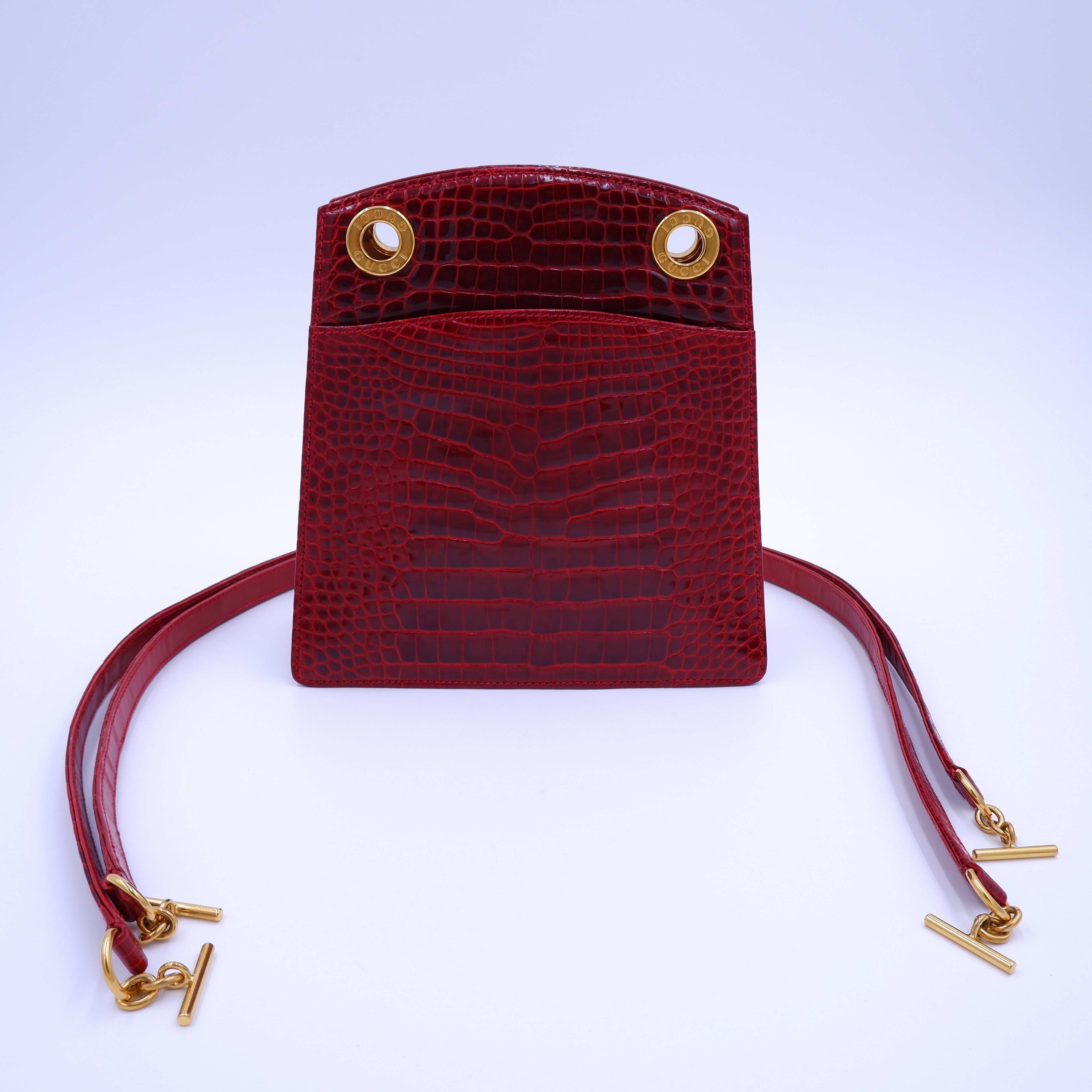 Gucci Burgundy Alligator Crossbody — 80's