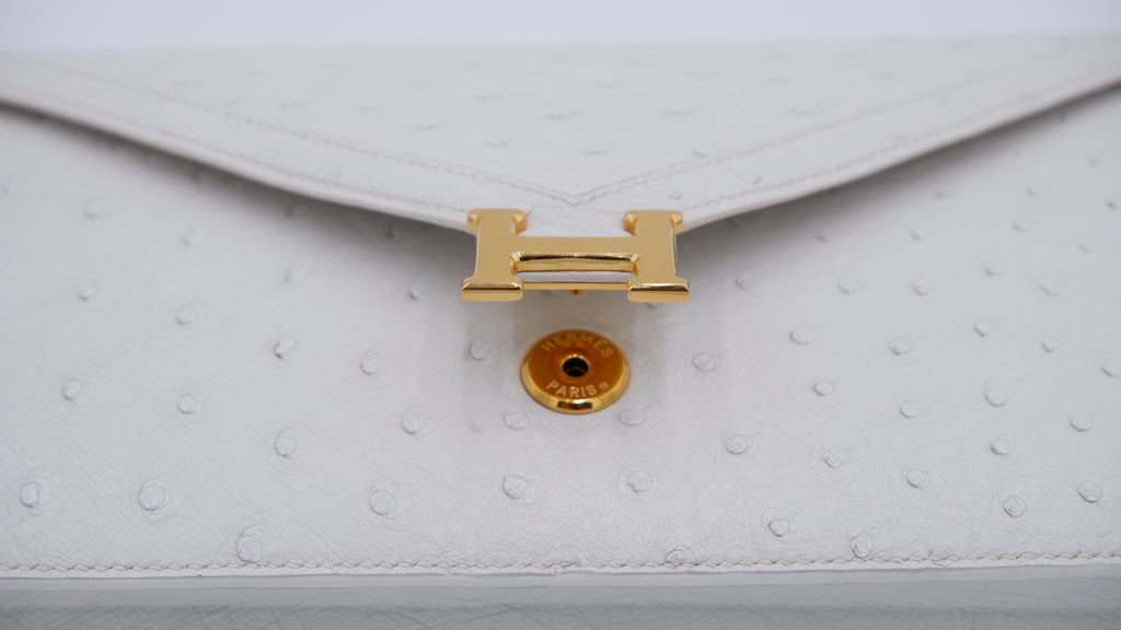 Hermès Off White Ostrich Lydie — 1986