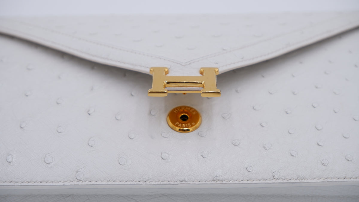 Hermès Off White Ostrich Lydie — 1986