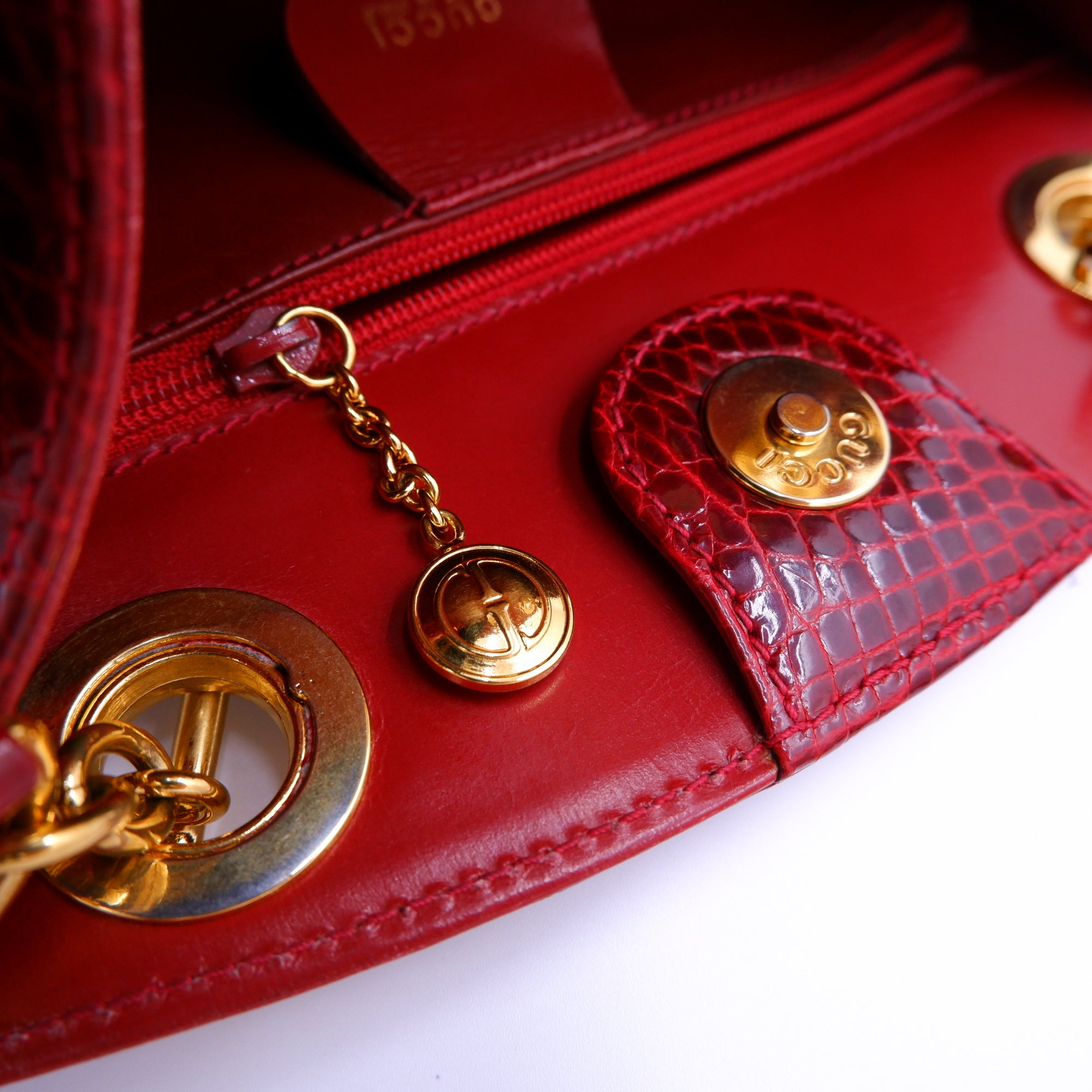 Gucci Burgundy Alligator Crossbody — 80's
