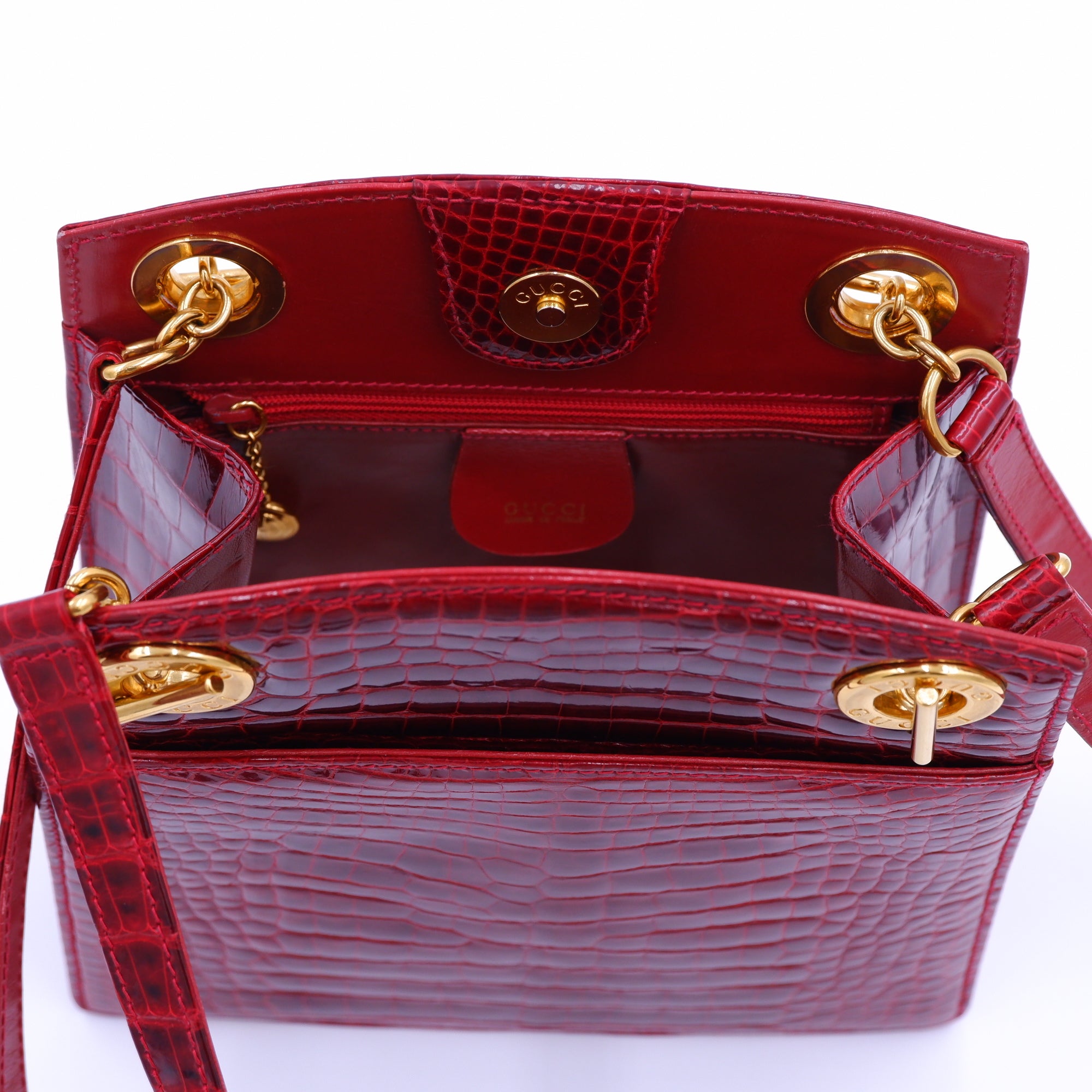 Gucci Burgundy Alligator Crossbody — 80's
