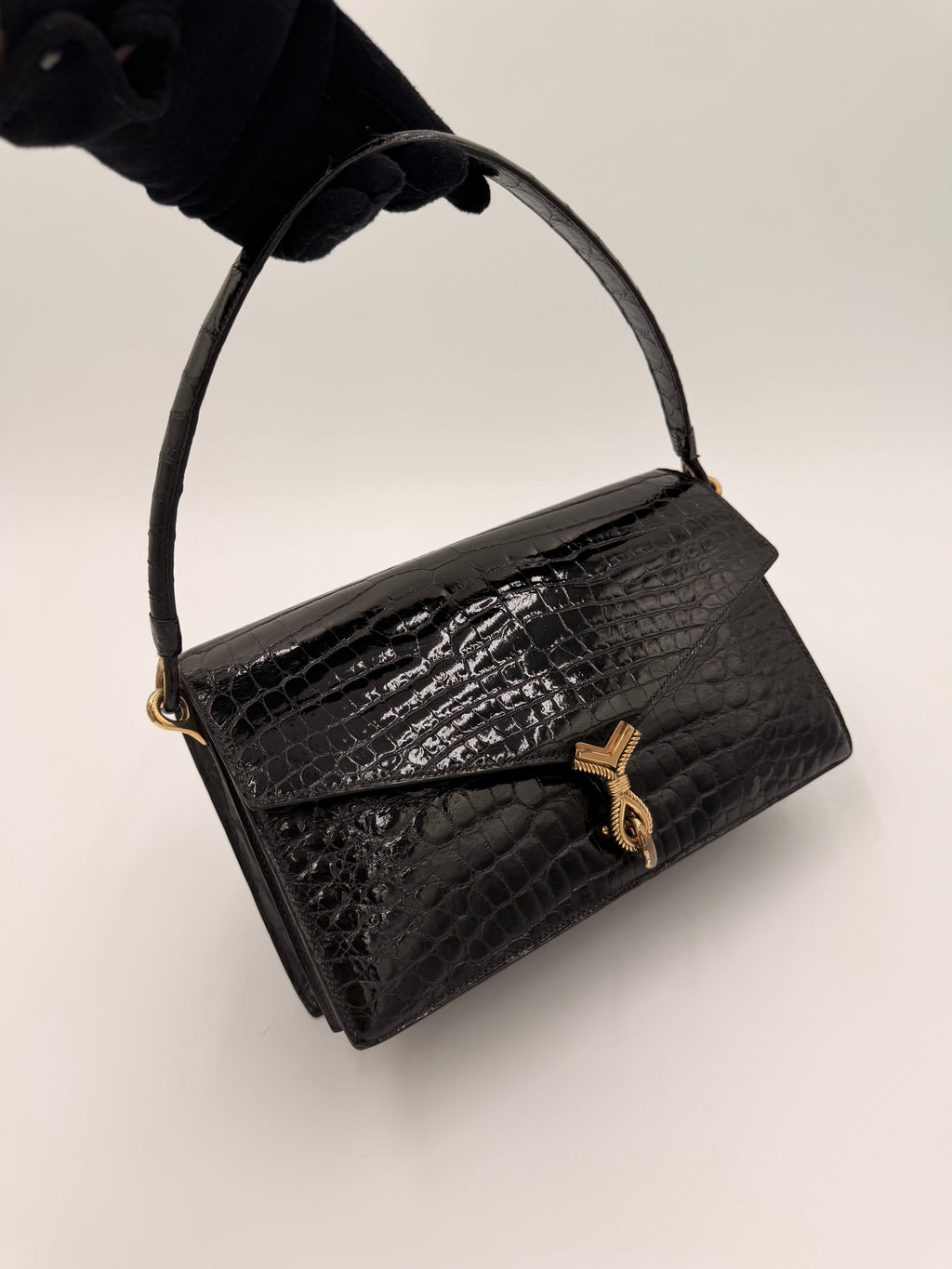 Hermès Cordeau in Black Crocodile — 1964
