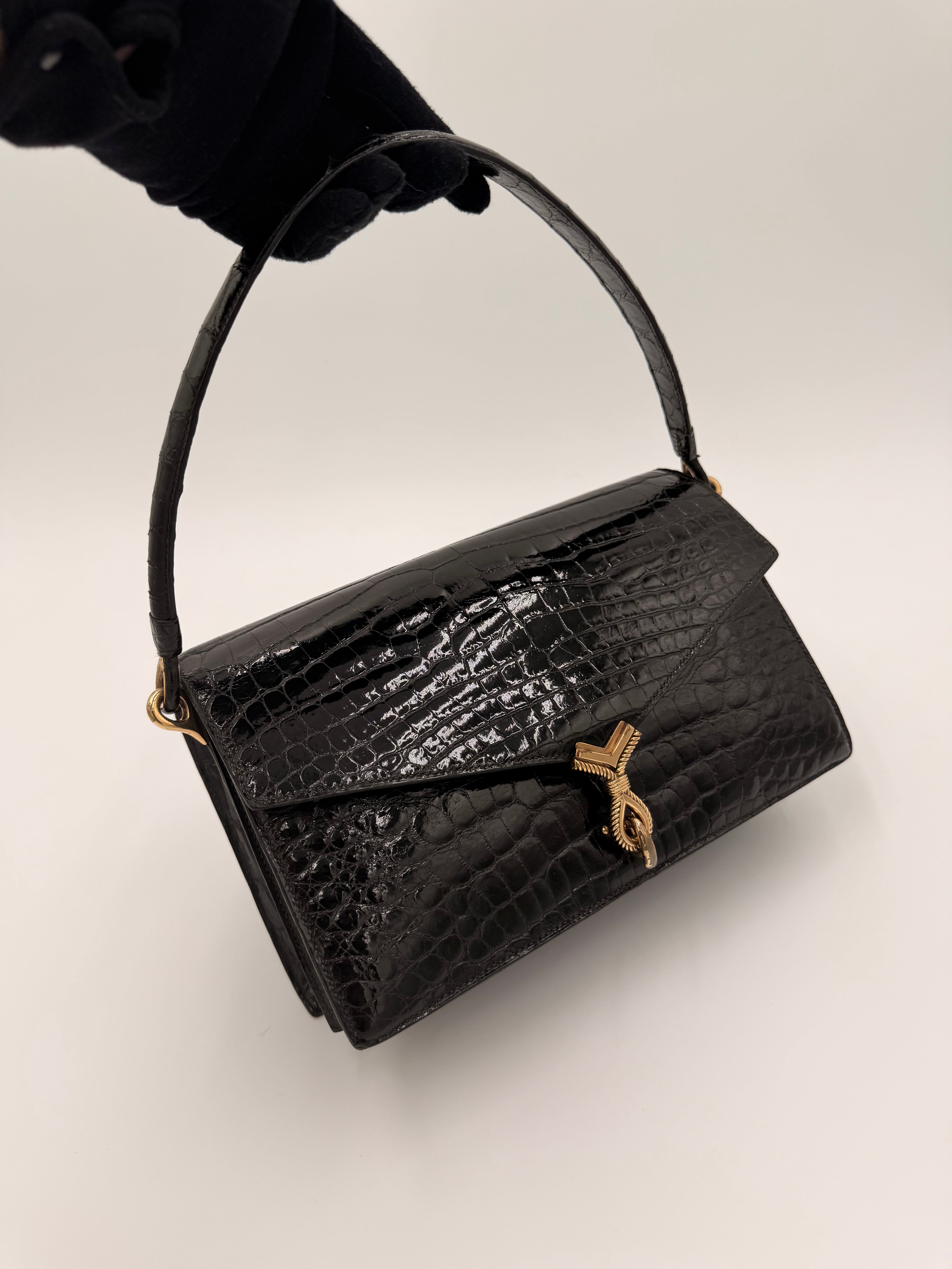 Hermès Cordeau in Black Crocodile — 1964
