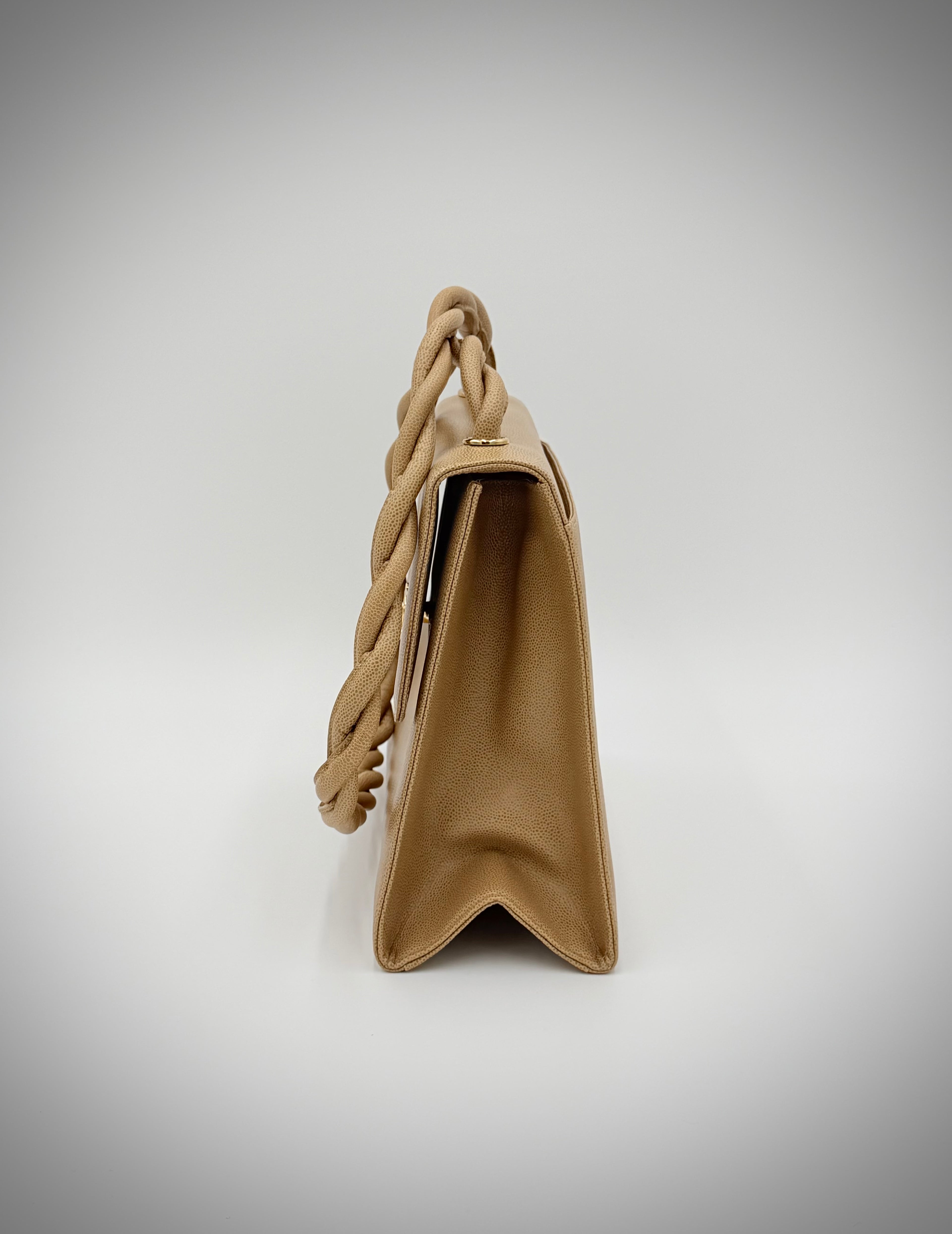 Chanel Beige Matelassé Caviar Twisted-Strap Bag — 1997-1999