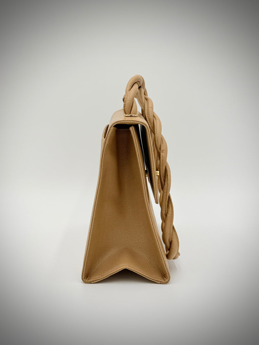 Chanel Beige Matelassé Caviar Twisted-Strap Bag — 1997-1999